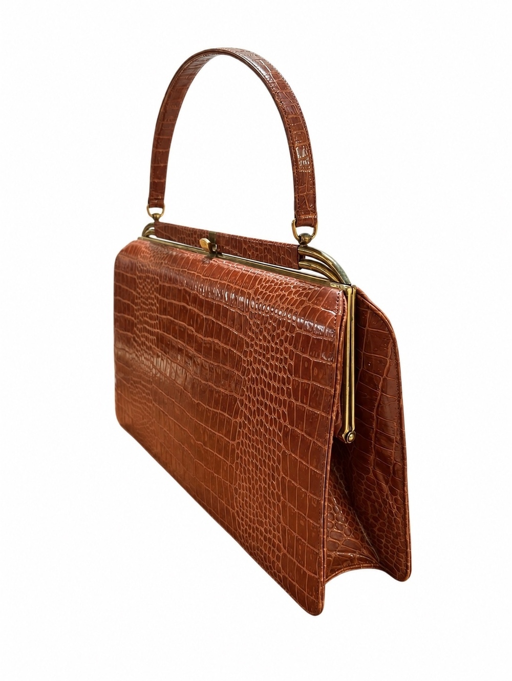 Vintage Nicholas Reich Brown Alligator Embossed Handbag